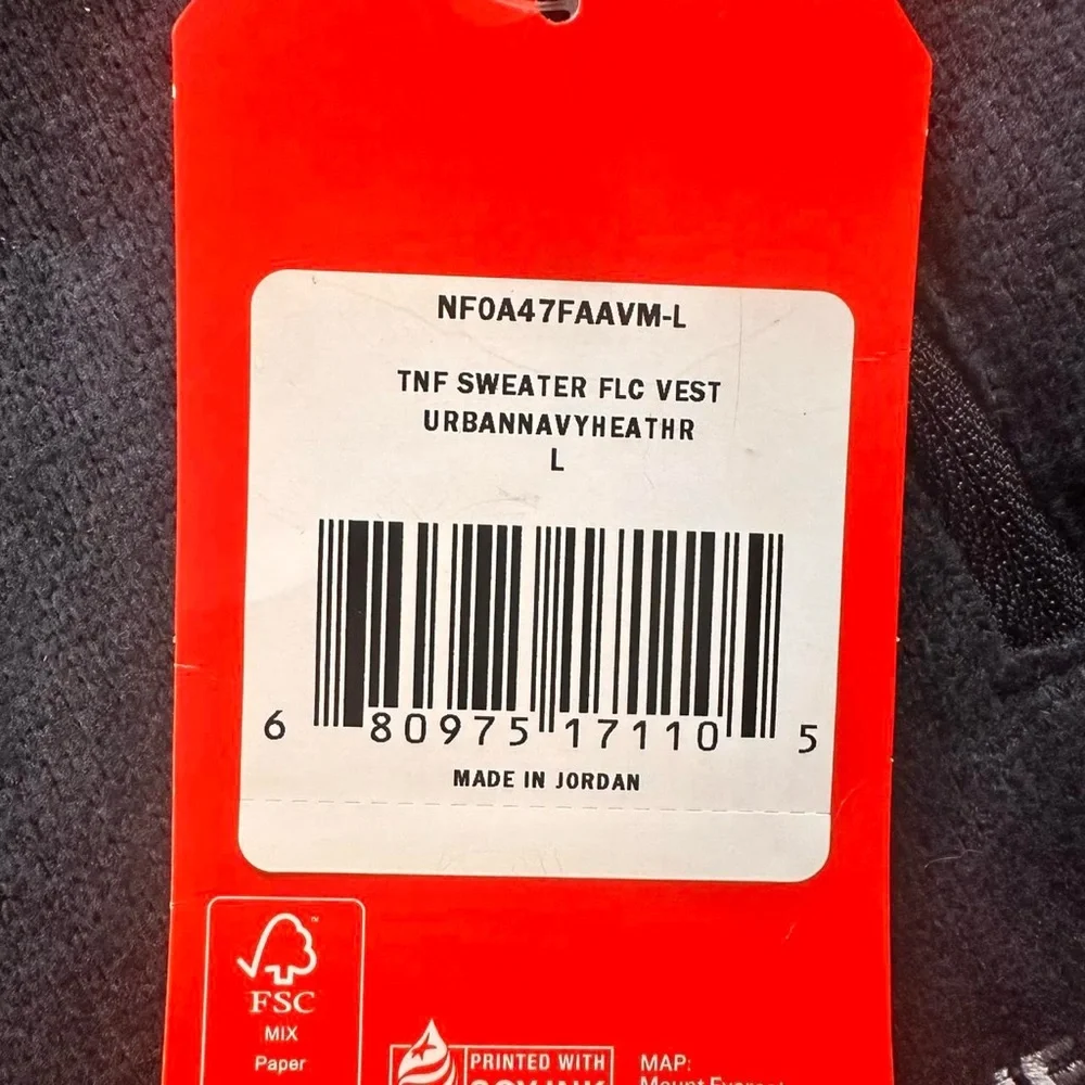 The North Face Men’s Fleece Sweater Vest Urban Gray‎ Blue Size Large NWT